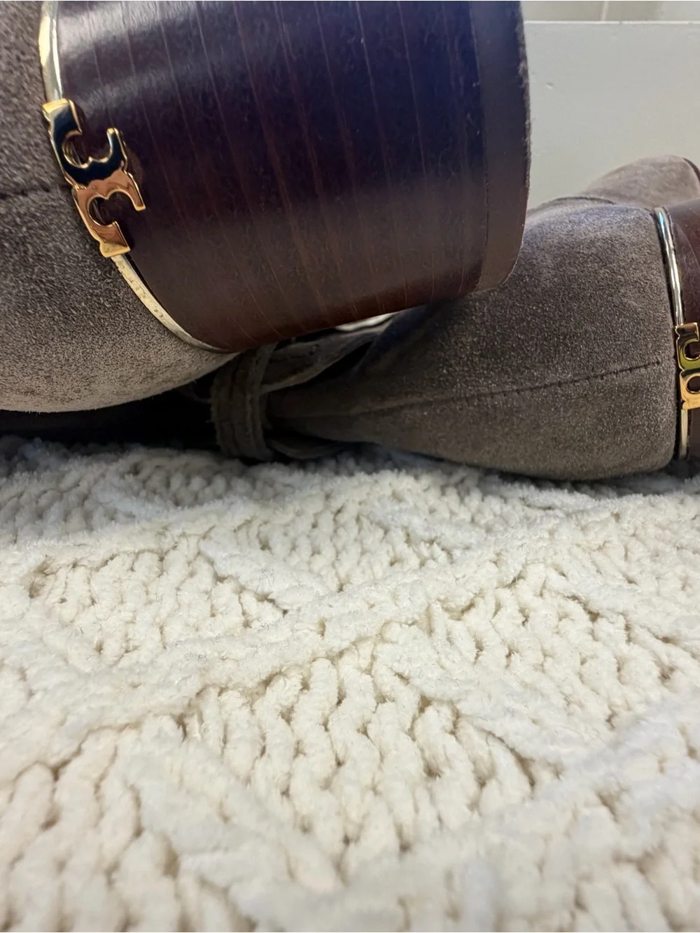 Tory Burch Gigi suede over-the-knee boots in taupe